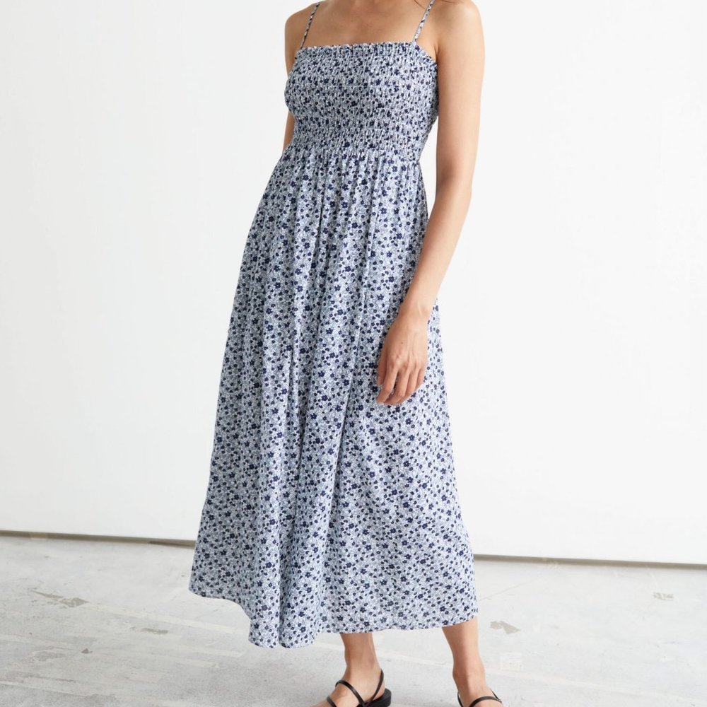 & Other Stories Smocked Midi Dress
